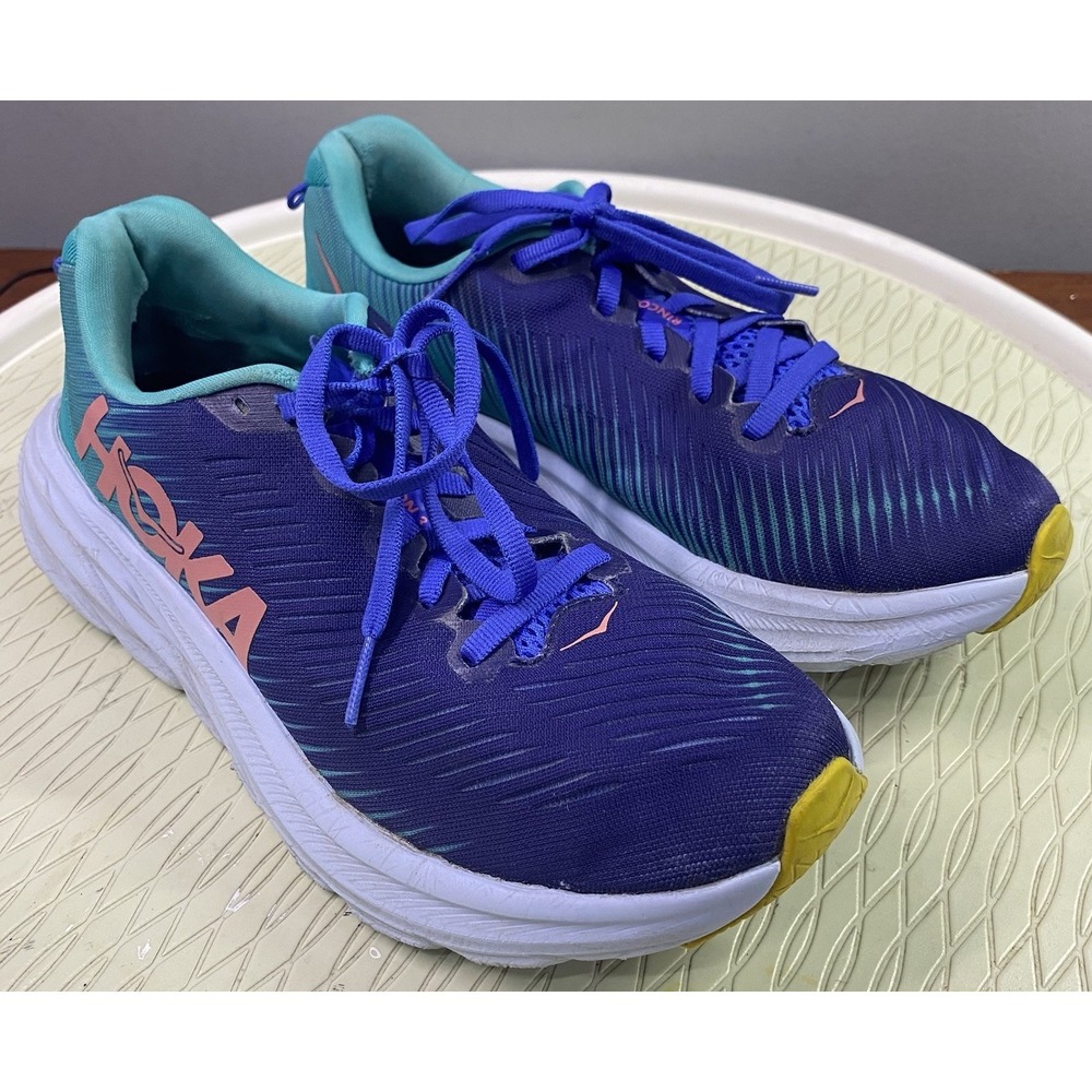 Hoka One One Rincon 3 Women Sneakers Blue & Green Athletic Running Shoes 6 B